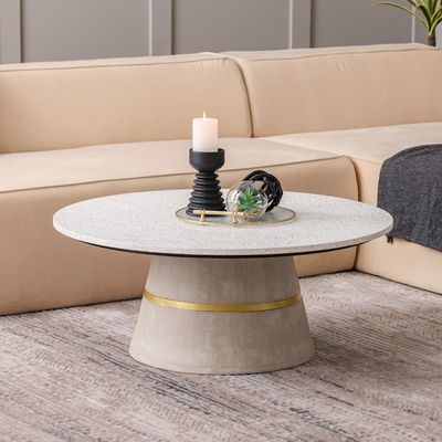 Margaret Round Coffee Table - Beige / Terrazo / Gold