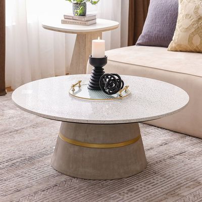 Margaret Round Coffee Table - Beige / Terrazo / Gold