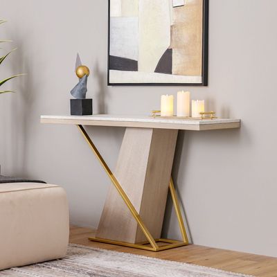 Margaret Console Table - Beige / Terrazo / Gold