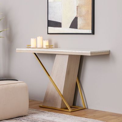 Margaret Console Table - Beige / Terrazo / Gold