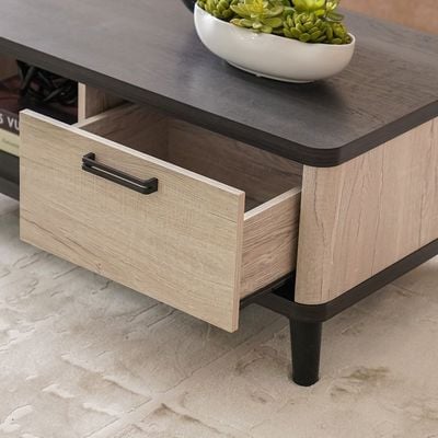 Kirwin Centre Table with Drawer - Grey Oak/Black - With 2-Year Warranty 