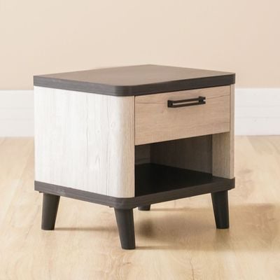 Kirwin End Table with Drawer - Grey Oak/Black - With 2-Year Warranty