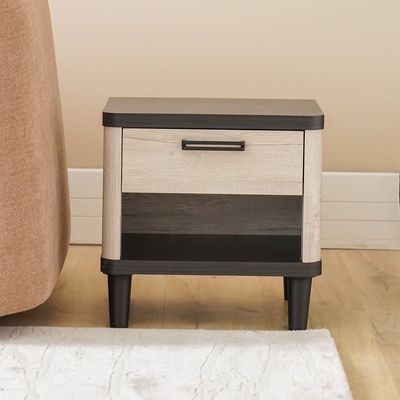 Kirwin End Table with Drawer - Grey Oak/Black - With 2-Year Warranty