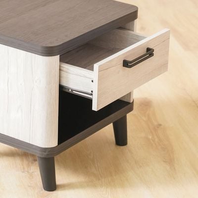 Kirwin End Table with Drawer - Grey Oak/Black - With 2-Year Warranty