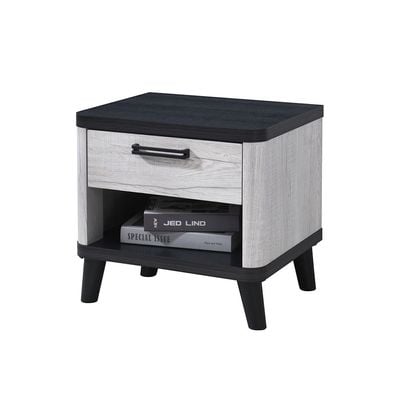 Kirwin End Table With 1 Drawer  -  Grey  Oak / Black