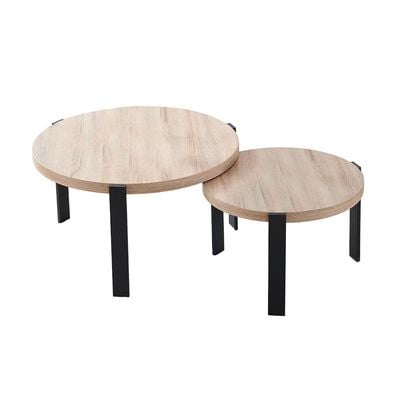 Carney Set of 2 Coffee Table - Light Oak / Black