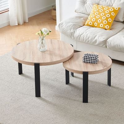 Carney Set of 2 Coffee Table - Light Oak / Black