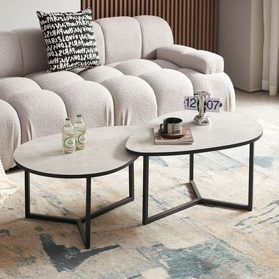 Kyona Set of 2 Coffee Table - Grey  / Black