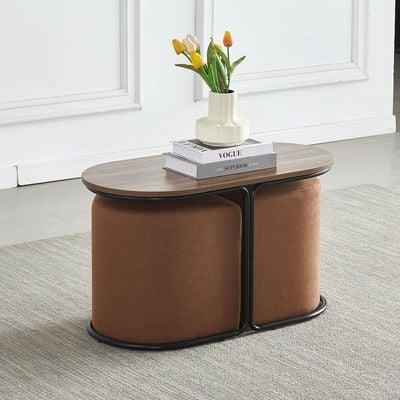 Belgium  1 + 2  Coffee Table with Stool  - Brown