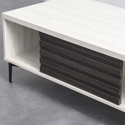 Nicosia Coffee Table with Storage - White Oak/Black - With 2-Year Warranty