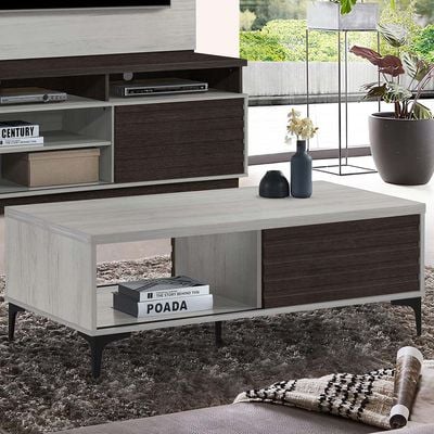 Nicosia Coffee Table W/ Storage  - White Oak / Black