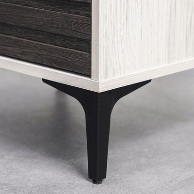 Nicosia End Table with Storage - White Oak/Black - With 2-Year Warranty