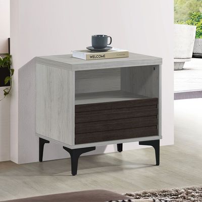 Nicosia End Table W/ Storage  - White Oak / Black