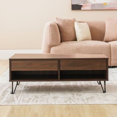 Rabat Coffee Table with Storage - Walnut/Black - With 2-Year Warranty