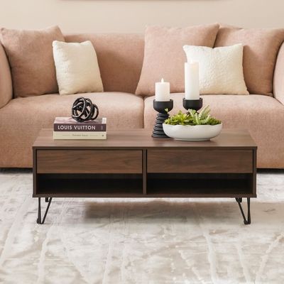 Rabat Coffee Table with Storage - Walnut/Black - With 2-Year Warranty