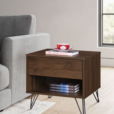 Rabat End Table W/ Storage -  Walnut / Black