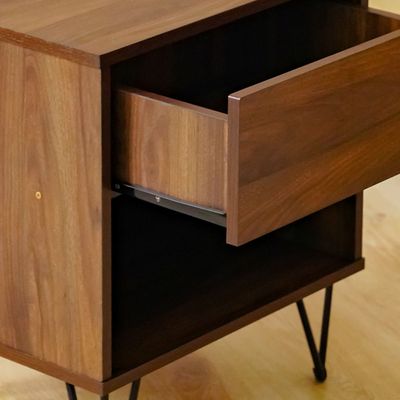 Rabat End Table with Storage - Walnut/Black - With 2-Year Warranty