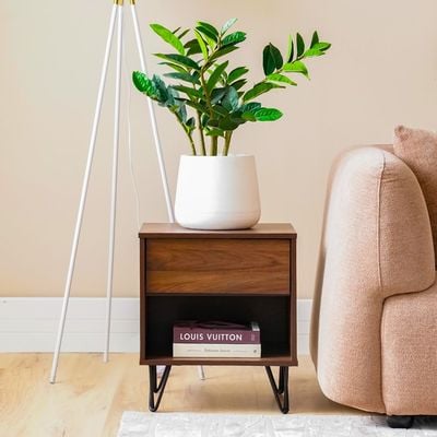 Rabat End Table with Storage - Walnut/Black - With 2-Year Warranty