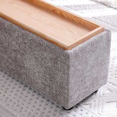 Odum End Table with Storage - Brown/Natural Oak - With 2-Year Warranty