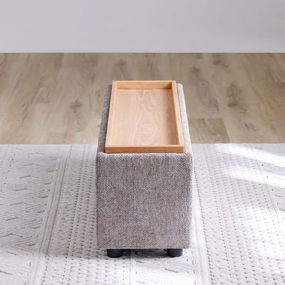 Odum End Table with Storage - Brown/Natural Oak - With 2-Year Warranty