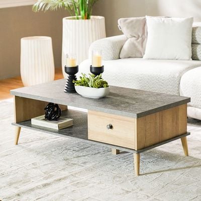 Eden Coffee Table - Oak & Cement - With 2-Year Warranty