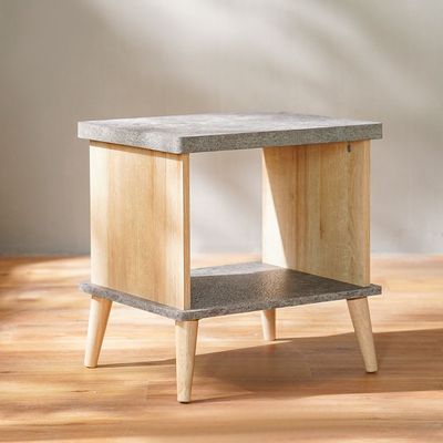 Eden End Table - Oak & Cement - With 2-Year Warranty