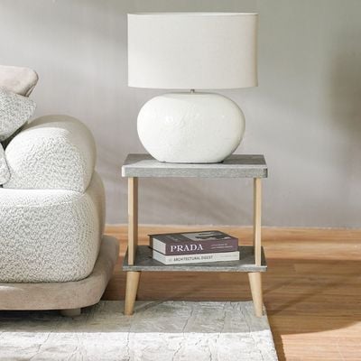 Eden End Table-Oak & Cement