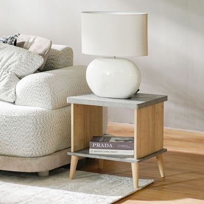 Eden End Table-Oak & Cement