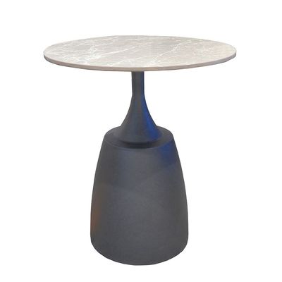 Ramsy Round End Table - Light Grey /  Gunmetal Black