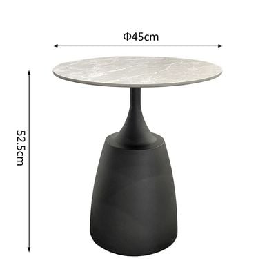 Ramsy Round End Table - Light Grey /  Gunmetal Black