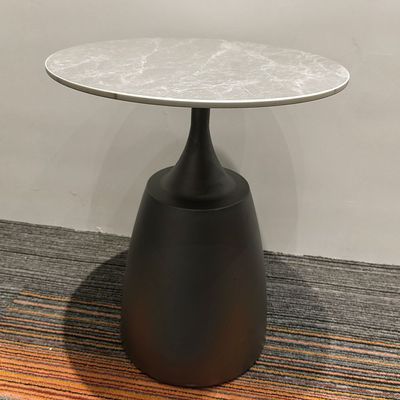 Ramsy Round End Table - Light Grey /  Gunmetal Black