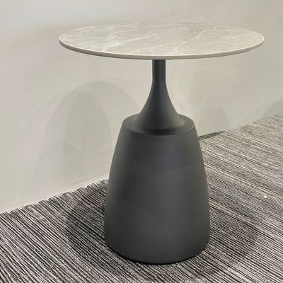 Ramsy Round End Table - Light Grey /  Gunmetal Black