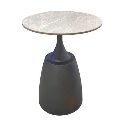 Ramsy Round End Table - Light Grey /  Gunmetal Black