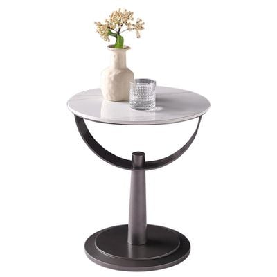 Dustin End Table - White/Gunmetal Black - With 2-Year Warranty