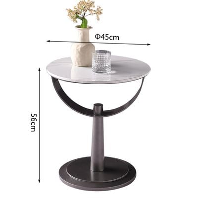 Dustin  End Table - White / Gunmetal Black