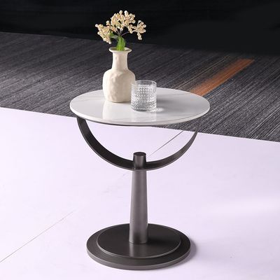 Dustin  End Table - White / Gunmetal Black