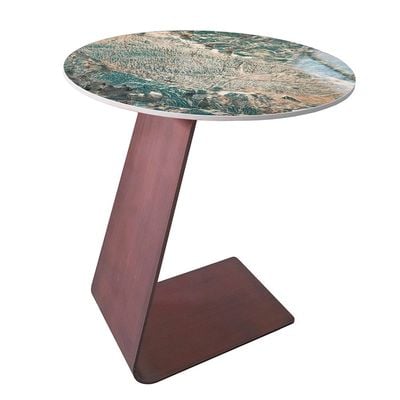 Union Round End Table - Green/Antique Bronze - With 2-Year Warranty