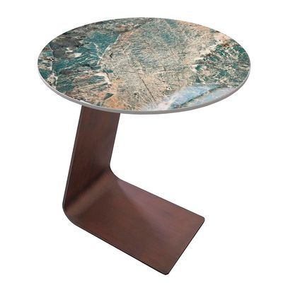 Union Round End Table - Green / Antique Bronze