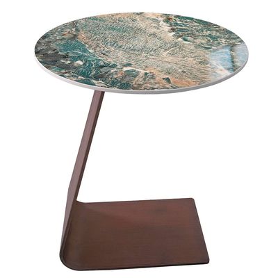 Union Round End Table - Green / Antique Bronze