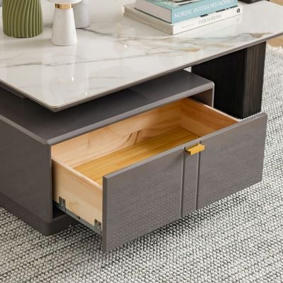 Forbes Coffee Table with Drawer - White/Grey - With 2-Year Warranty