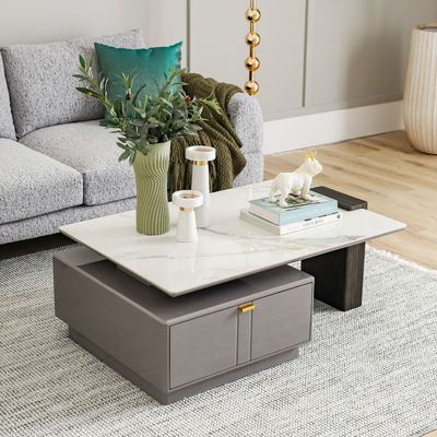Forbes Coffee Table with Drawer - White/Grey - With 2-Year Warranty