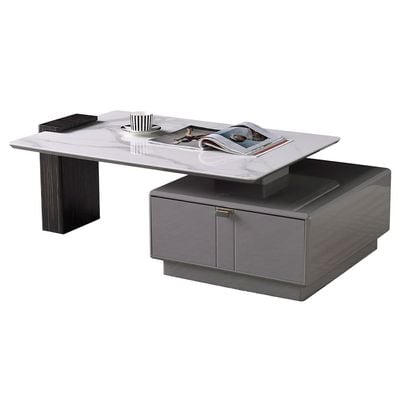 Forbes Coffee Table w/  Drawer - White / Grey