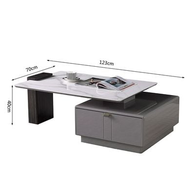 Forbes Coffee Table w/  Drawer - White / Grey