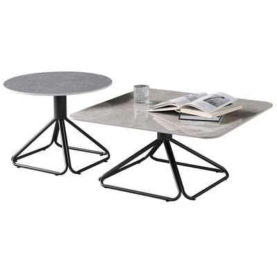 Parker Set of 2 Coffee Table - Ivory / Grey  / Gunmetal Black