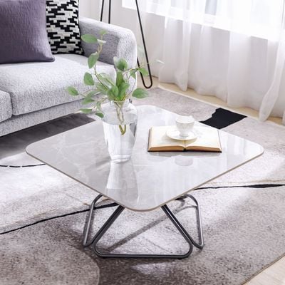 Parker Coffee Table - Set of 2 - Ivory/Grey/Gunmetal Black - With 2-Year Warranty