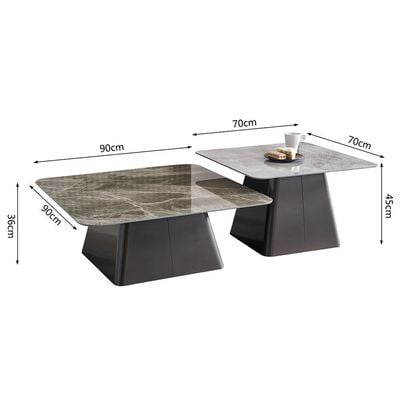 Trinity Set of 2 Coffee Table - Grey/Gunmetal Black