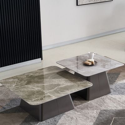 Trinity Coffee Table - Set of 2 - Grey/Gunmetal Black - With 2-Year Warranty