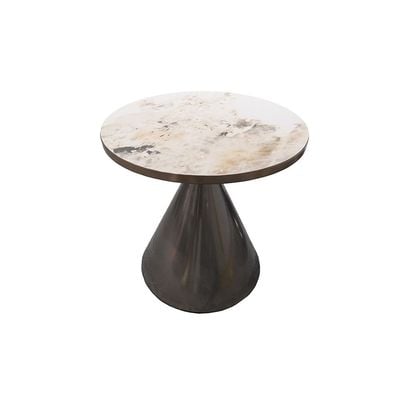 Redley Set of 2 Round Coffee Table  - White / Gunmetal Black