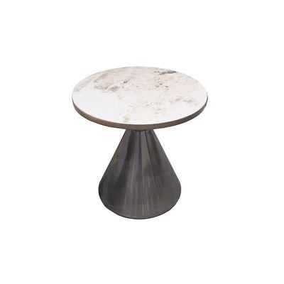 Redley Set of 2 Round Coffee Table  - White / Gunmetal Black