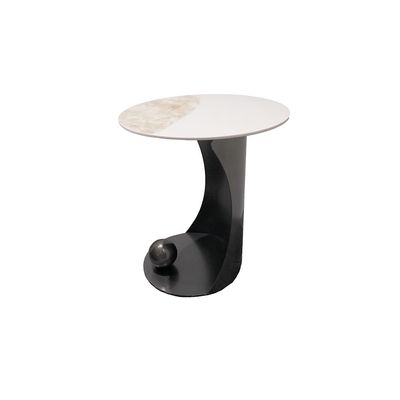 Hamman Round Coffee Table - Set of 2 - White/Beige/Gunmetal Black - With 2-Year Warranty